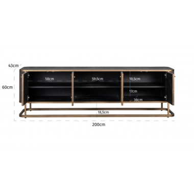 Szafka RTV CLASSIO 4 drzwiowa szczotkowane złoto 200cm / 7536