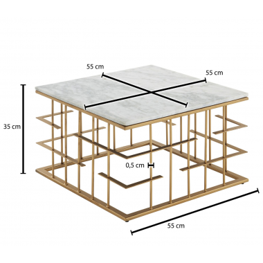 Wohnling Stolik kawowy z blatem marmurowym 55cm / WL6.681