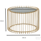 Wohnling Stolik kawowy WIRE gold szklany blat Ø 60cm / WL6.685