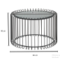 Wohnling Stolik kawowy WIRE black szklany blat Ø 60cm / WL6.684