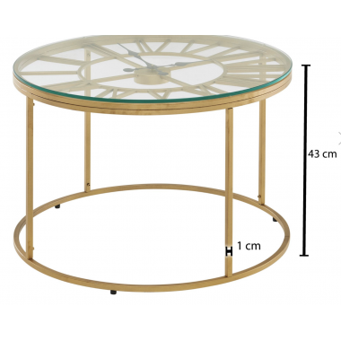 Wohnling Stolik kawowy CLOCK złoty szklany blat Ø 60cm / WL6.689