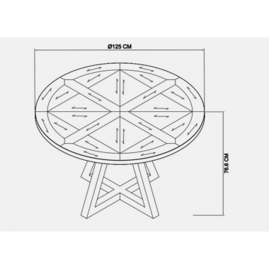 LivinHill Stół do jadalni INDUS z litego dębu z intarsją round Ø 125cm / IN09