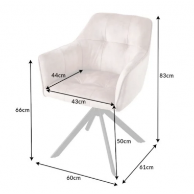 Invicta Krzesło tapicerowane LOFT obrotowe 180° aksamit szampański  60cm / 42391