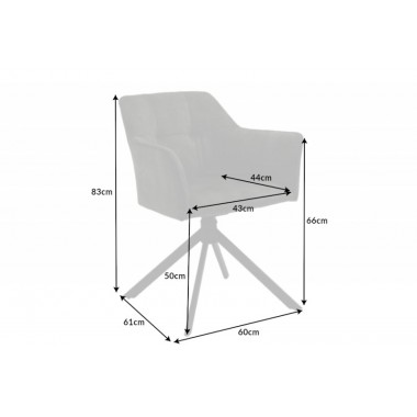 Invicta Krzesło tapicerowane LOFT obrotowe 180° aksamit zielony 60cm / 42393