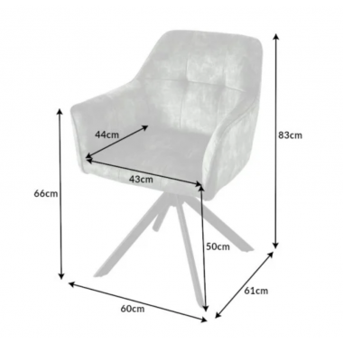 Invicta Krzesło tapicerowane LOFT obrotowe 180° aksamit zielony 60cm / 42393