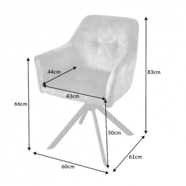 Invicta Krzesło tapicerowane LOFT obrotowe 180° aksamit ciemnoszary 60cm / 42390