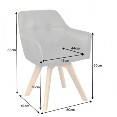 Invicta Krzesło tapicerowane LOFT obrotowe 180° mikrofibra antyczna szarość 60cm / 42388