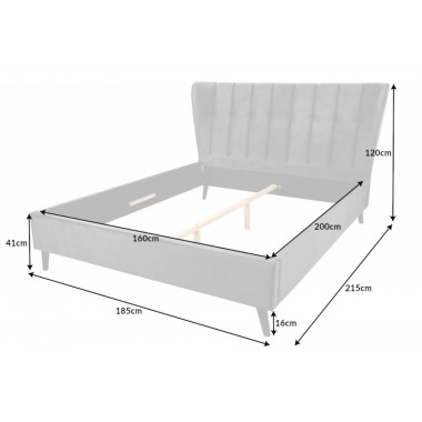 INVICTA ŁÓŻKO TAPICEROWANE KENSINGTON CIEMNOSZARE 173CM / 40995