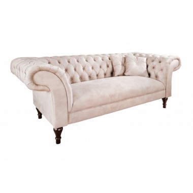 Invicta CHESTERFIELD PARIS Sofa szampański aksamit 225 x 80 x 95cm / 42662
