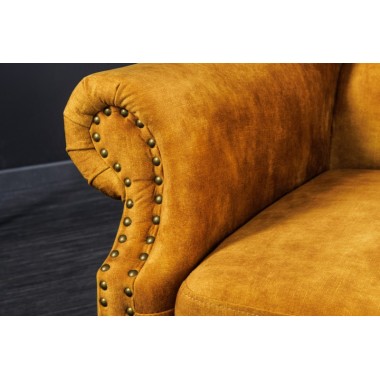 Invicta Fotel CHESTERFIELD musztardowo żółty 85cm / 41444