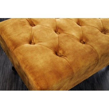 Invicta Podnóżek CHESTERFIELD musztardowo żółty antyczny aksamit 80cm / 41445