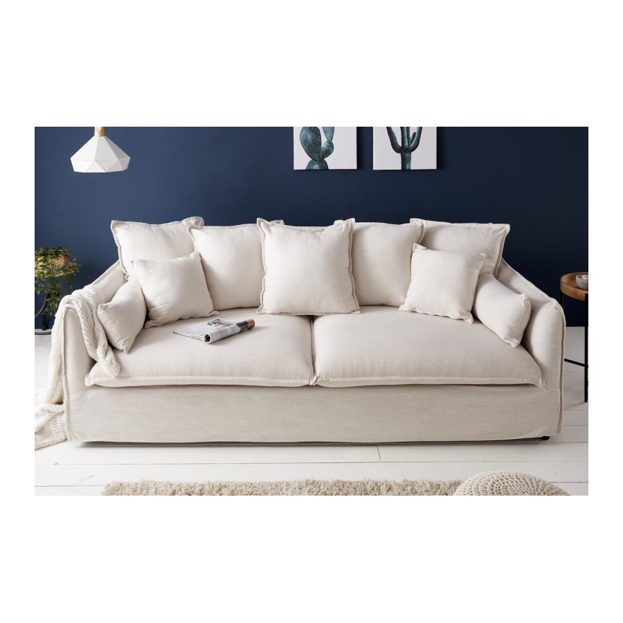 Invicta Sofa HEAVEN 3 osobowa lniana naturalna 215cm / 22689