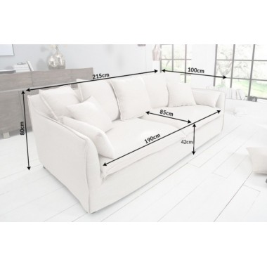 Invicta Sofa HEAVEN 3 osobowa lniana naturalna 215cm / 22689