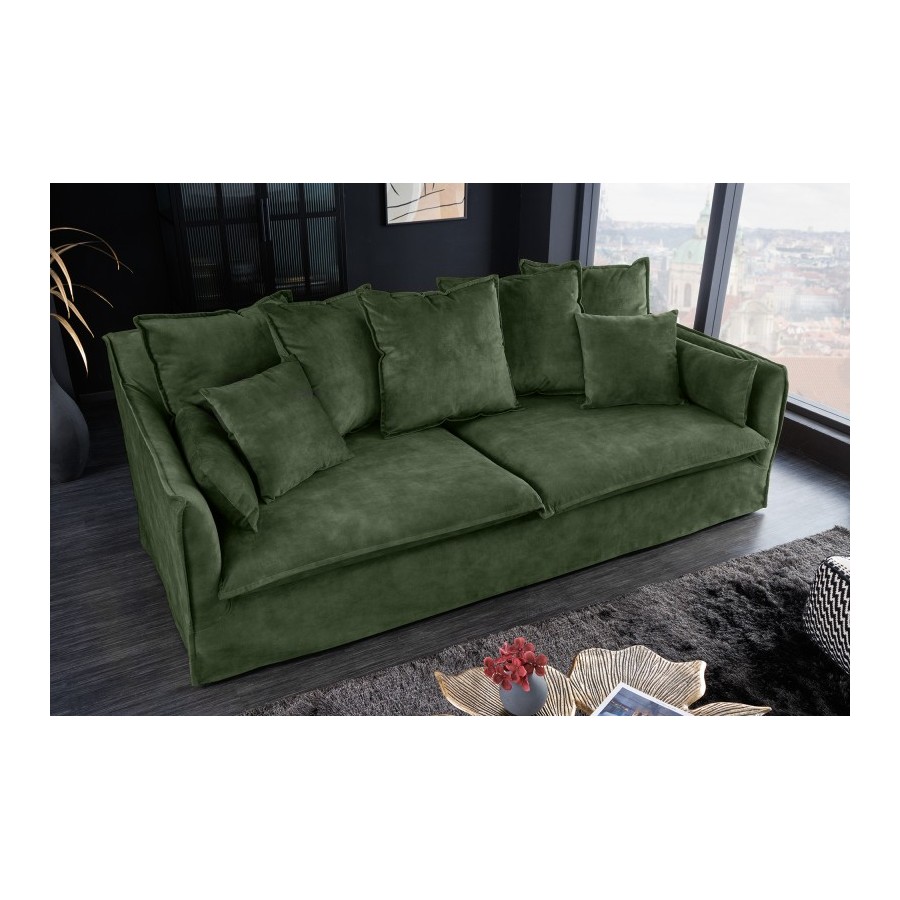 Invicta Sofa Heaven 3 osobowa ciemnozielony aksamit 215cm / 40833