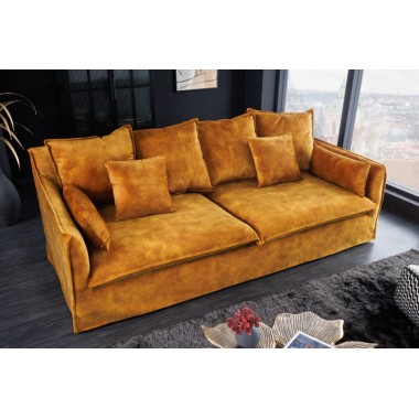 Invicta Sofa Heaven 3 osobowa musztardowy aksamit 215cm / 40831