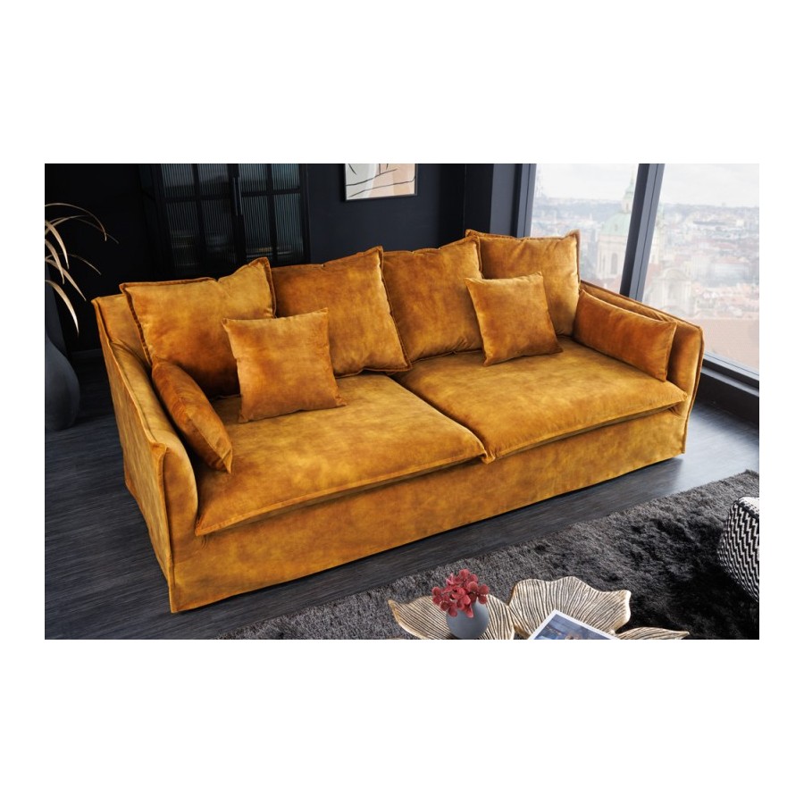 Invicta Sofa Heaven 3 osobowa musztardowy aksamit 215cm / 40831