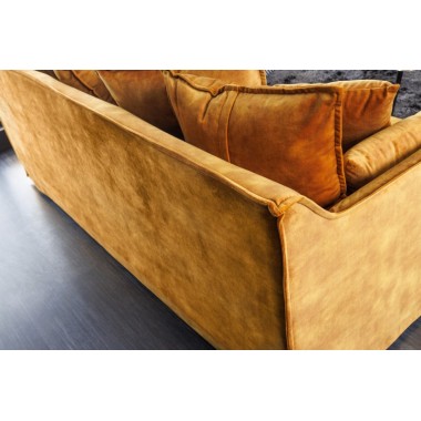 Invicta Sofa Heaven 3 osobowa musztardowy aksamit 215cm / 40831