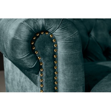 Invicta CHESTERFIELD Sofa 3 osobowa turkusowy aksamit 205 x 73 x 87cm / 43091