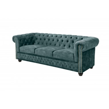 Invicta CHESTERFIELD Sofa 3 osobowa turkusowy aksamit 205 x 73 x 87cm / 43091