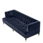 Sofa CASTELLE savona midnight blue velvet / pikowana  / ognioodporna