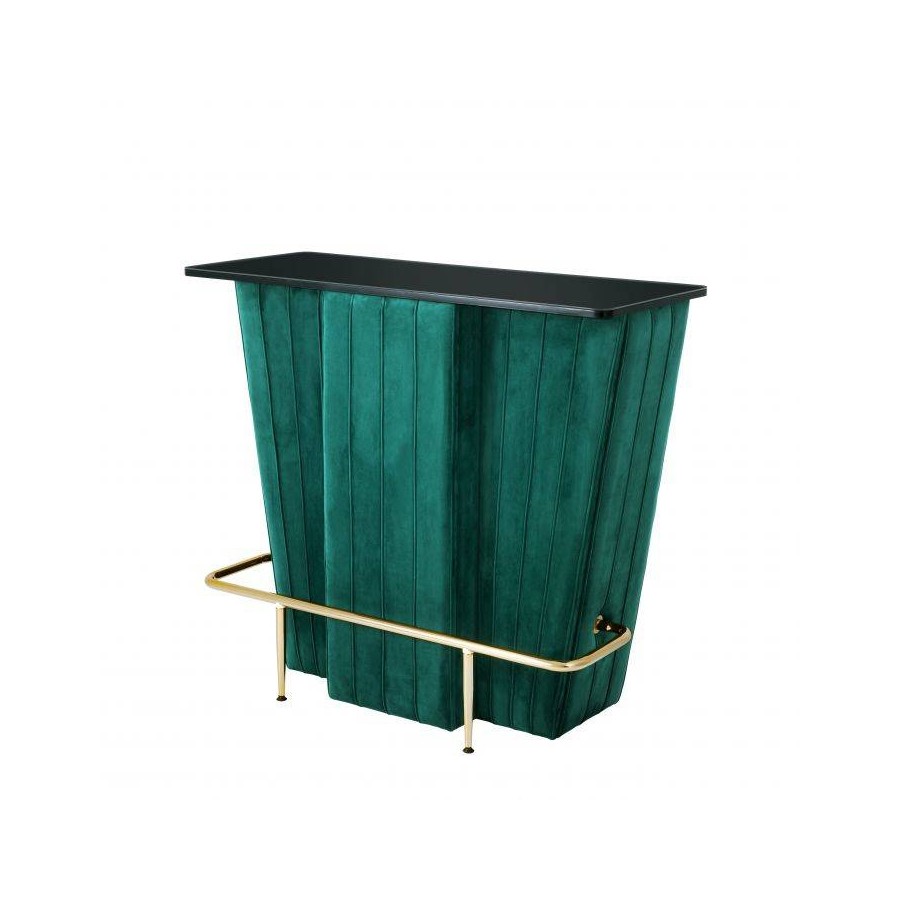 Barek Bolton Green velvet / black glass / Champagne gold finish / 111535