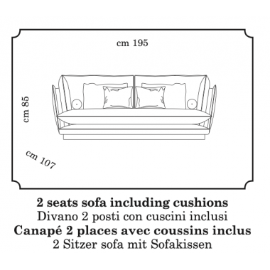 Włoska Sofa ALLURE tapicerowana 3 osobowa 195cm / ADORA